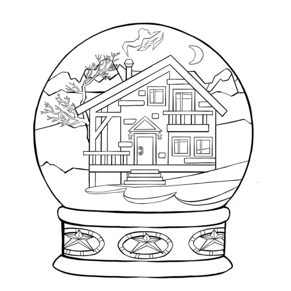 Linha preta Ícone de bola mágica isolado no fundo transparente. Bola de cristal. Ilustração — Vetor de Stock