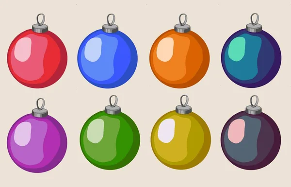 Vánoční stromeček dekorace izolované na bílém pozadí ilustrační set. Koule. — Stock fotografie
