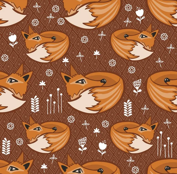 Seamless scandinavian pattern. kids background with fox and different elements. Design for prints, shirts and posters.