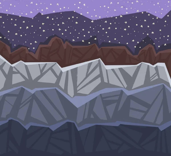 Abstractly depicted blue mountains at night. High quality illustration