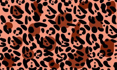 Kusursuz leopar deseni. Web ve baskı için modern vektör tasarımı. El yapımı tekstil, kumaş ve duvar kağıdı. Çağdaş renkler. Vektör illüstrasyonu