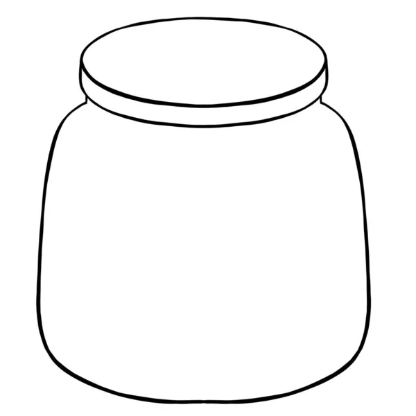 白い背景ガラス瓶の輪郭 ベクターイラスト — ストックベクタ