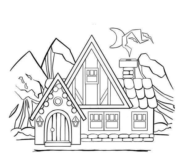 Ескіз Банера Сучасний Комфортабельний Приватний Будинок Складання Встановлення Цілого Будинку — стоковий вектор