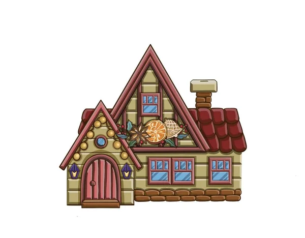 Building House Cartoon Sticker Icon High Quality Illustration — Stock Photo, Image