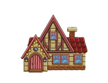 House Illustration kış baskısı arka planında simbol çiziyor. İkonum. Yüksek kaliteli illüstrasyon