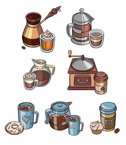 Concepto Ilustración Etiquetas Café Plantilla Colorida Para Cocinar Menú Restaurante —  Fotos de Stock