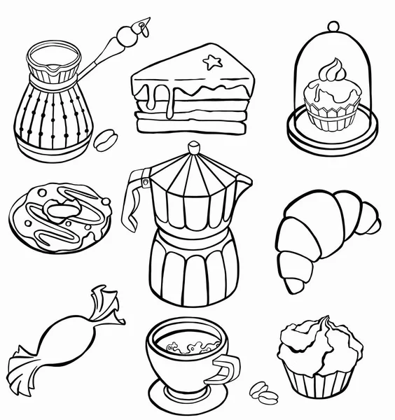 Skizzen Von Teeobjekten Handgezeichnetes Set Symbol Symbol — Stockvektor