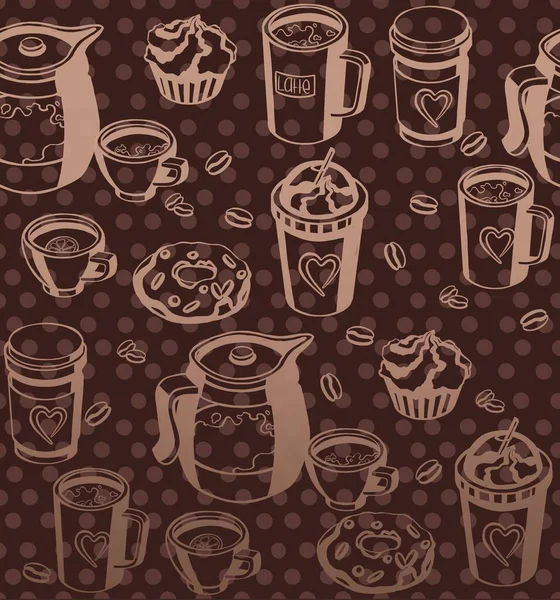 Zökkenőmentes Minta Csésze Tea Kávé Pattern — Stock Fotó