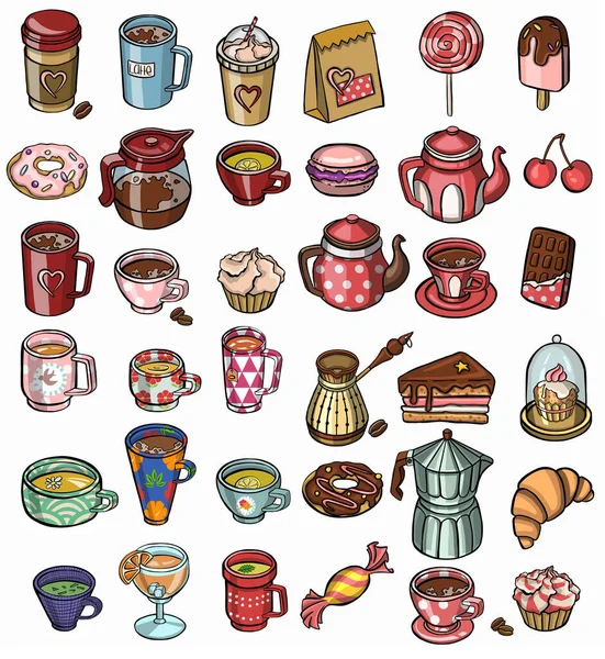 Conjunto simple de café y té conjunto de símbolo. icono —  Fotos de Stock