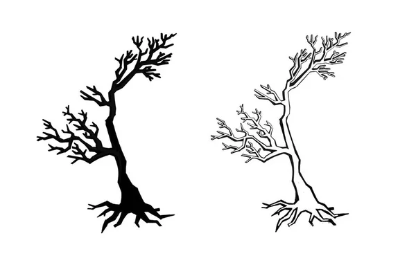 Uppsättning Silhuetter Träd Skog Park Högkvalitativ Illustration — Stockfoto