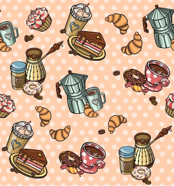 Snoep Patroon Biscuit Cake Chocolade Ijs — Stockvector