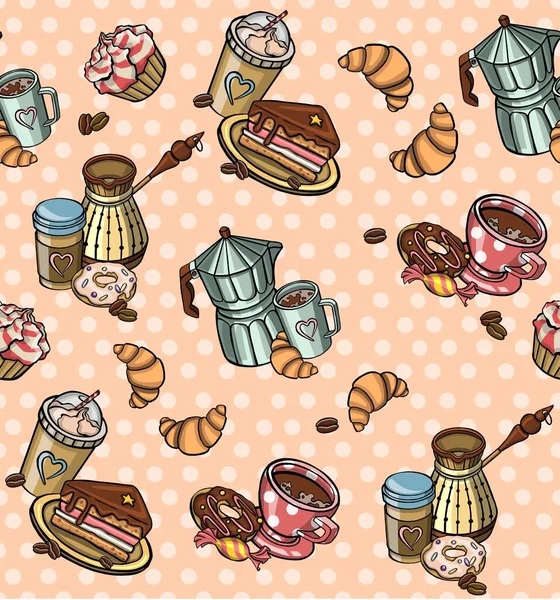 Patrón Dulces Galletas Pastel Helado Chocolate — Vector de stock