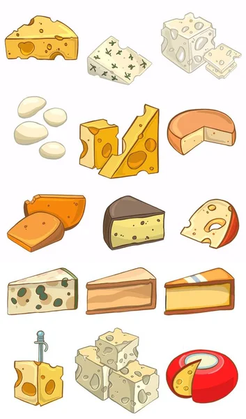 Fromage Types Icônes Photo Détaillée Vecteur Réaliste Ensemble Illustration Vectorielle — Image vectorielle