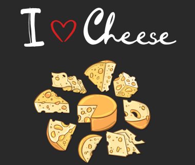 Vektör illüstrasyonu Işık arkaplanındaki peyniri seviyorum