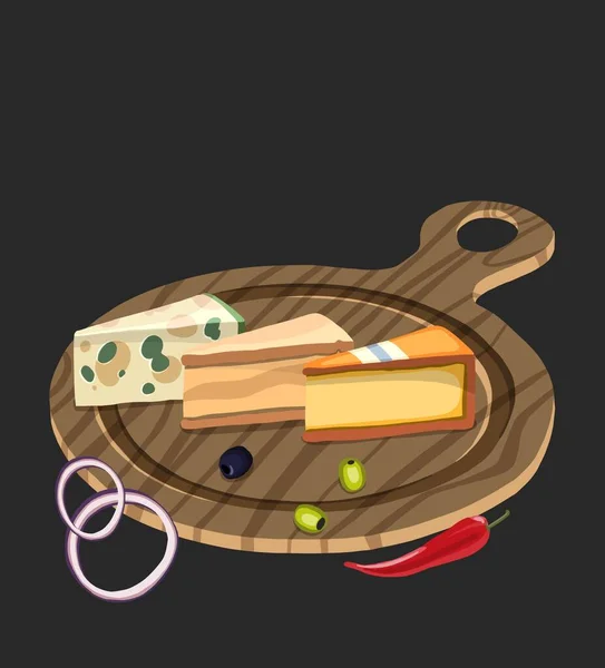 Käse Mit Tomaten Auf Holzbrett Hochwertige Illustration — Stockfoto