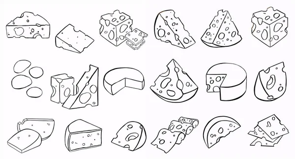 Brânză Care Face Diferite Tipuri Set Schițe Brânză Ilustrație Înaltă — Fotografie, imagine de stoc