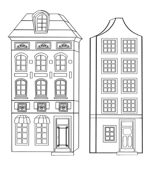 Немецкий Несколько Домов Являются Многоэтажными Векторными Иллюстрациями Векторная Иллюстрация — стоковый вектор