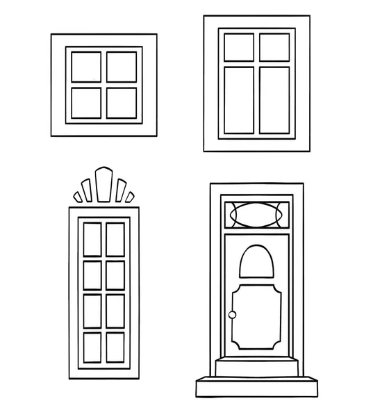 Különböző Típusú Ablakok Vektorikonjai Vektorillusztráció — Stock Vector