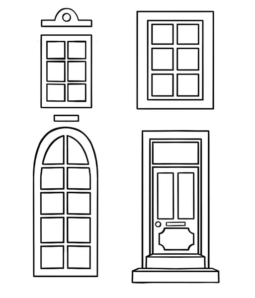 Icone Vettoriali Set Diversi Tipi Finestre Illustrazione Vettoriale — Vettoriale Stock