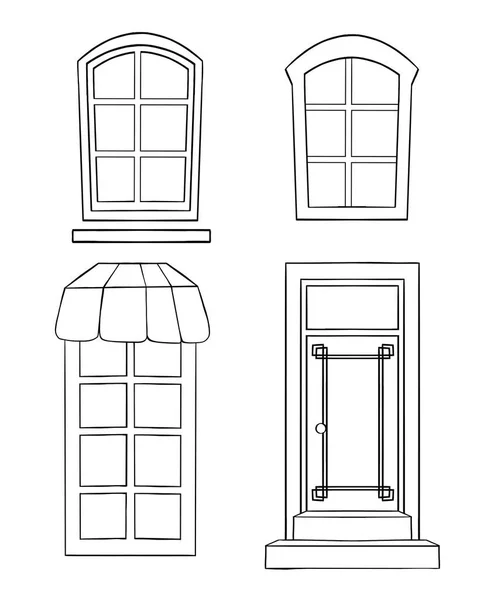 Fönster Ikon Isolerade Tecken Symbol Vektor Illustration Samling Hög Kvalitet — Stock vektor