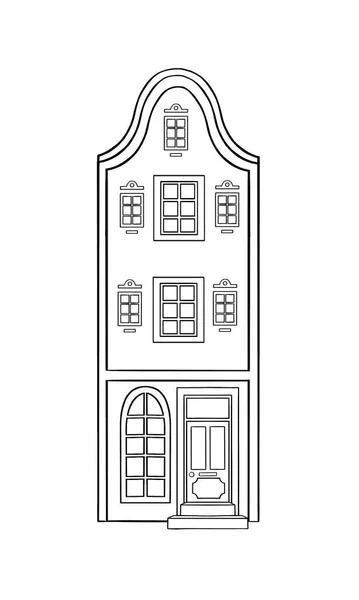 Icône Maison Amsterdam Dans Style Contour Objet Architecture Isolé Sur — Photo