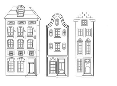 El boyaması, dekoratif evler. Tek renk aralığı.