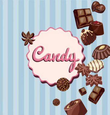 Çikolatalı, dikişsiz, çeşitli tatlı ve şekerli. Yüksek kaliteli illüstrasyon