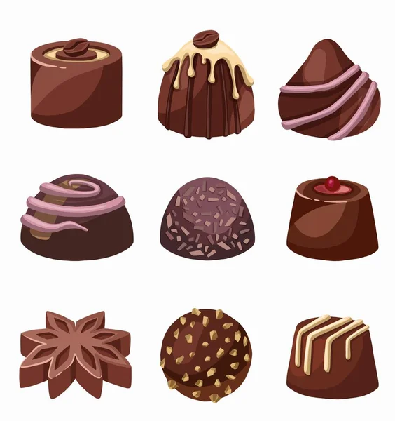 Set Von Bunten Schokoladendesserts Und Bonbons Aus Schachteln Für Besondere — Stockfoto