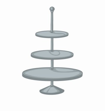 Metalik Kek standı beyaz arka planda izole edildi. Yüksek kaliteli illüstrasyon