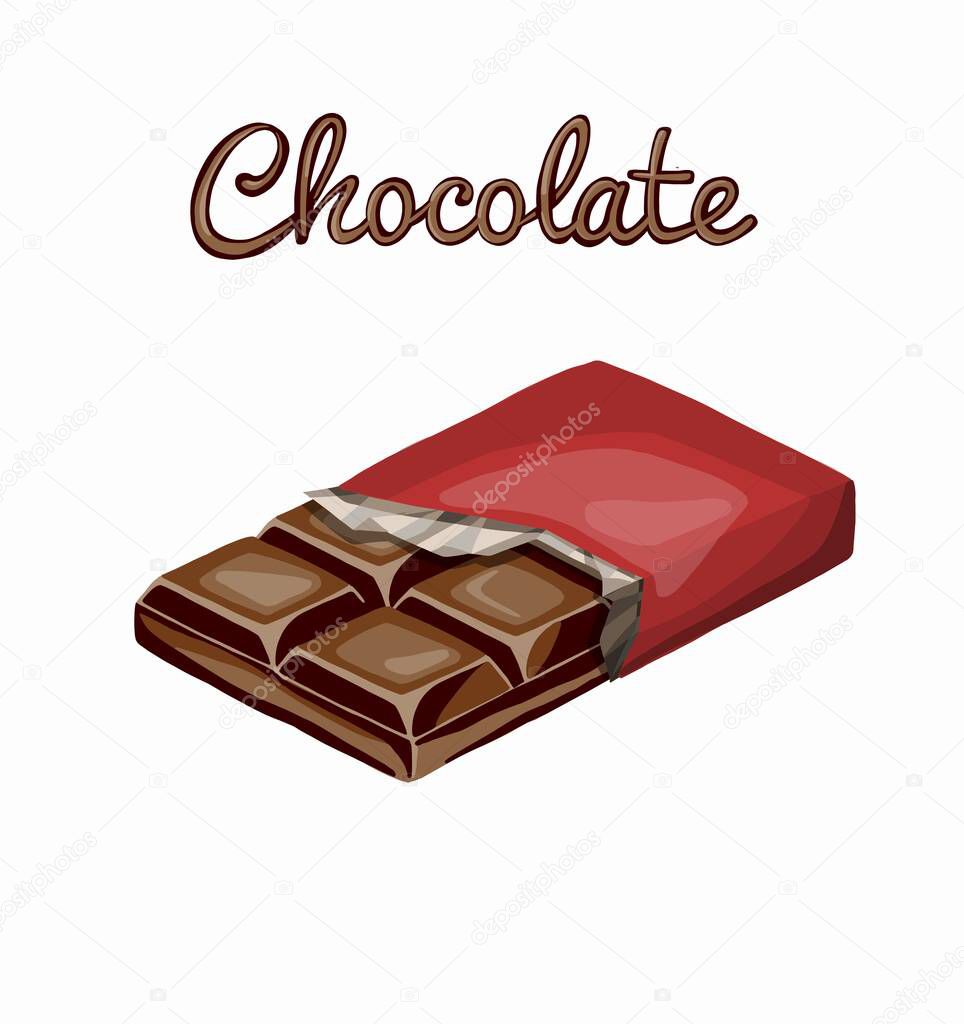 chocolate bar illustration isolated on white background. High quality illustration