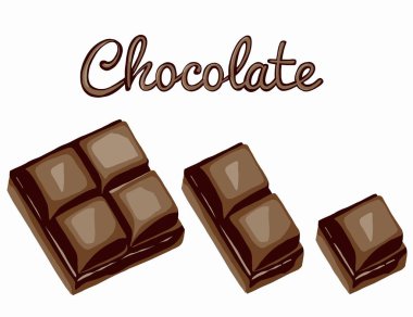 Beyaz arka planda izole edilmiş çikolata yığınları. Yüksek kaliteli illüstrasyon