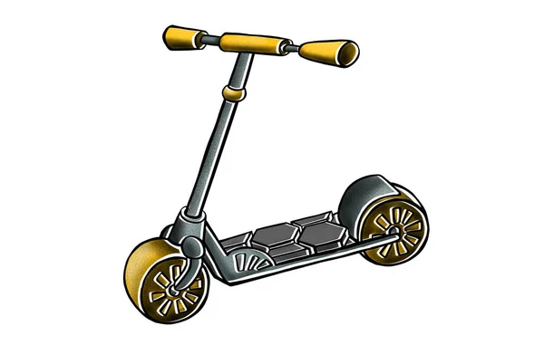 Scooter Handgjorda Illustration Vit Bakgrund Högkvalitativ Illustration — Stockfoto