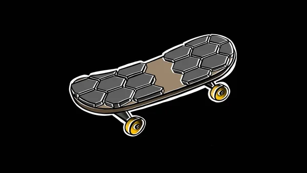 Skateboard Symfol Segno Icona Illustrazione Fatta Mano Sfondo Nero Illustrazione — Foto Stock