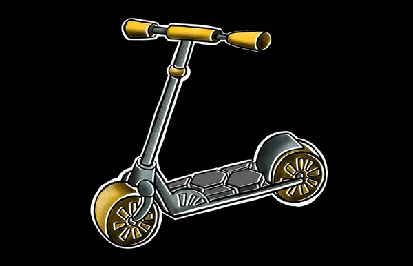 Scooter Artesanal Ilustração Fundo Preto Ilustração Alta Qualidade — Fotografia de Stock