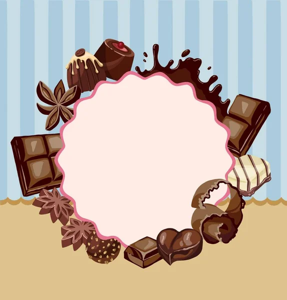 Abstrakter Hintergrund mit Schokolade und Cupcakes. illustration — Stockfoto