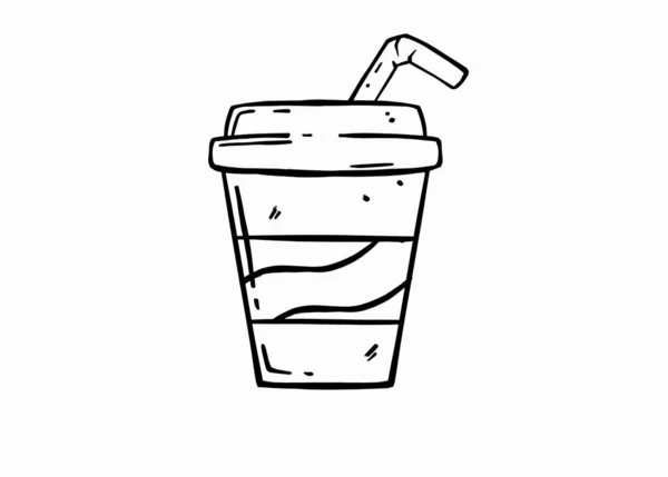 Tazas Refresco Con Dibujo Mano Sobre Fondo Blanco Ilustración Vectorial — Archivo Imágenes Vectoriales