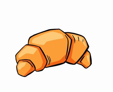 Kruvasan çizgi film karalama ikonu. Basit, zarif bir logo çizimi. İzole edilmiş basit vektör çizimi. Vektör illüstrasyonu