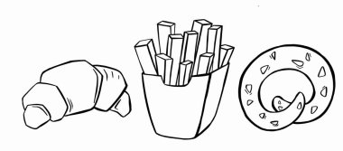 Fast food taslak simgesi vektör görüntüsü. Vektör illüstrasyonu