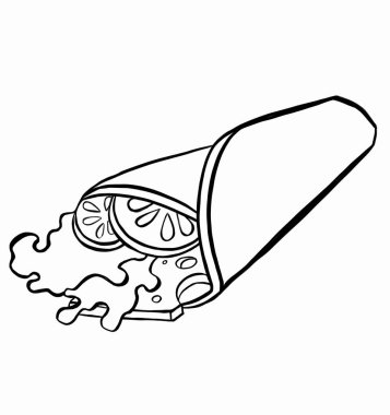 Shawarma pikseli mükemmel doğrusal simge. Arap fast food 'u. Marulla sarılmış et. Meksika takosu. İnce çizgi özelleştirilebilir illüstrasyon. Vektör illüstrasyonu