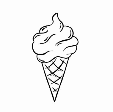 Basit dondurma çizgisi ikonu, karalama vektörü çizimi. Vektör illüstrasyonu
