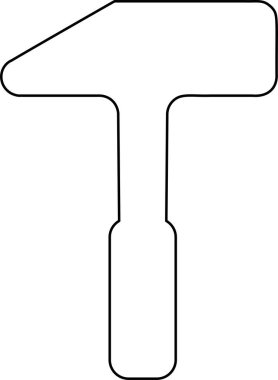 Çekiç simgesi, araç. Vektör, çizgi, tek renk.