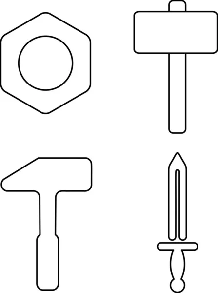 Instrumente Set Pictograme Vector Linie Singură Culoare — Vector de stoc