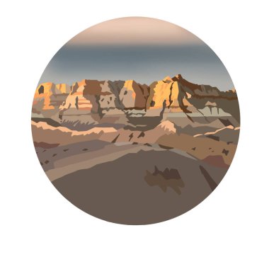 Manzara. Çöldeki dağlar. Bej rengi. Kum. Yüksek kaliteli el yazması çizimi. Yüksek kaliteli illüstrasyon