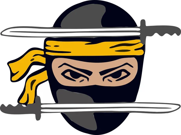 Odznaka Logo Ninja Wojny Mieczowe Zabójca Symbol Wektor — Wektor stockowy