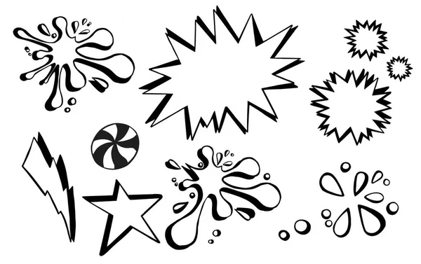 Doodle vector stars set. Shooting and falling stars. — Stock Vector