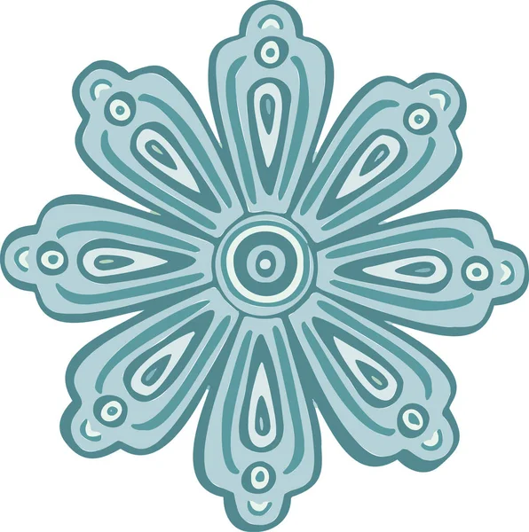 Icono Azul Invierno Flor Copo Nieve Símbolo Vector — Vector de stock