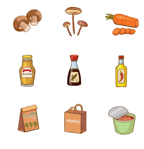 Gıda Sembollü Modern Ikonlar Çizim Yüksek Kaliteli Illüstrasyon — Stok fotoğraf
