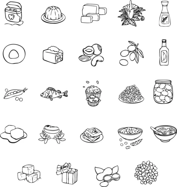 Conjunto Moderno Iconos Con Símbolo Línea Alimentos Vector — Vector de stock