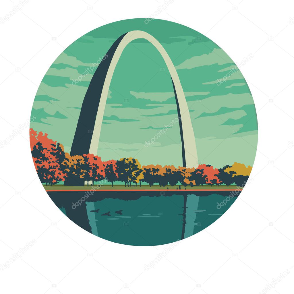 Icon modern bridge over park landscape illustration. High quality illustration