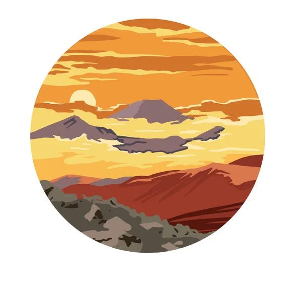 Mountain Krajina Západ Slunce Grafický Venkovní Vysoce Kvalitní Ilustrace — Stock fotografie